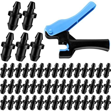 1 Perforationswerkzeug für Tropfbewässerungsschläuche zum einfacheren Einführen von 6 35-mm-Steckern und 50 Tropfbewässerungsstopfen für oder 6,35 (1/5)