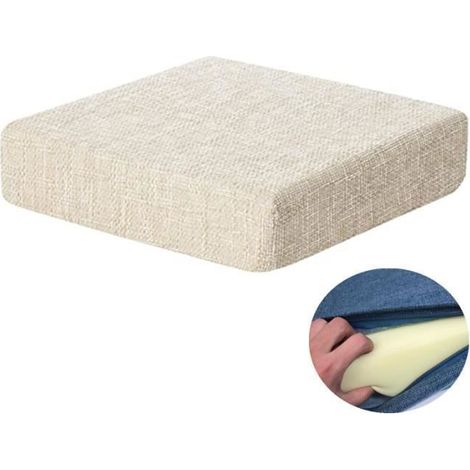 Coussin, Coussin En Mousse De Haute Densit En Lin, Coussin De Chaise Dossier (Beige) (1/3)