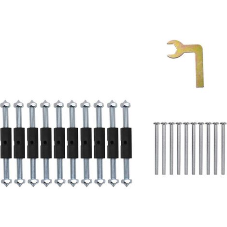Outillage de Réparation pour Boîte D'encastrement 86 en Fer Nickelé avec Support Nylon - Kit de Fixation Murale avec 10 Supports et Clé