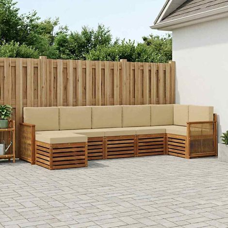 vidaXL Set di divani da esterno 7 pz 6-Posti Naturale e Beige (1/5)