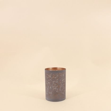 Lanterne perforée en métal doré 10x15cm