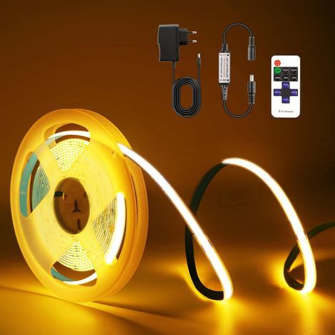 x 2M COB LED Strip Light, Dimmable, 320 LEDs/m, Warm White 2700K, With Remote Control, For Bedroom, Kitchen (1/5)