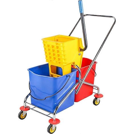 Chariot de nettoyage 50L avec essoreuse et double seau chariot de nettoyage d'hôtel avec roues (1/5)
