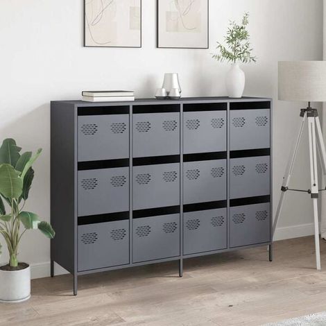Buffet de Cuisine en Acier Laminé à Froid, Meuble de Rangement 135x39x103,5 cm, Couleur Gris Anthracite (1/5)