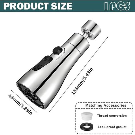 Douchette Robinet Cuisine 360° Rotatif 3 Modes Embout Robinet Cuisine (1/4)