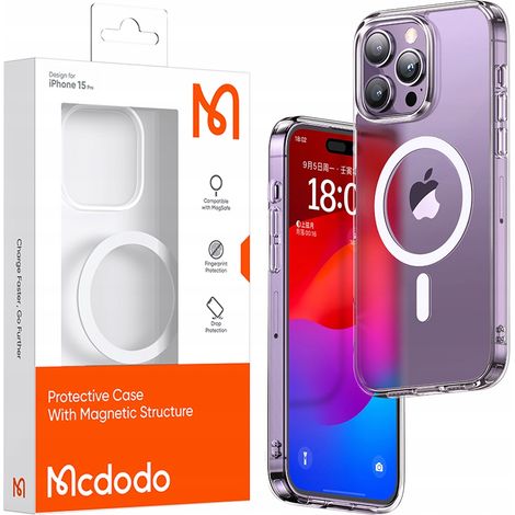 Funda magnética transparente reforzada Mcdodo para MagSafe iPhone 15 (1/5)