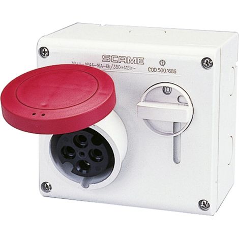 poly pool - presa da parete con dispositivo di blocco 16 a 3p+t ip44 rossa