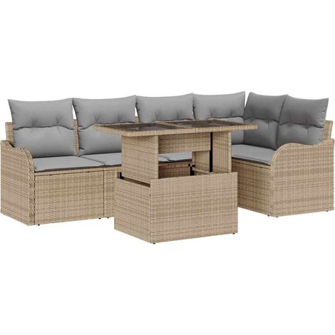 Maison Exclusive - Conjunto de sofá de jardín 6 pcs Beige Rattan