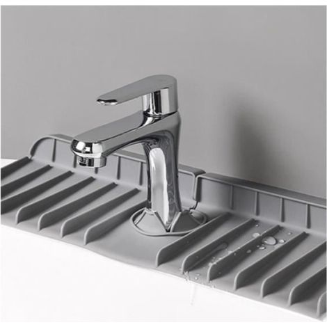 Tapis Anti Eclaboussure - Silicone Souple - Pour Evier Cuisine - Antidérapant - Gris - 1 Pièce (1/4)