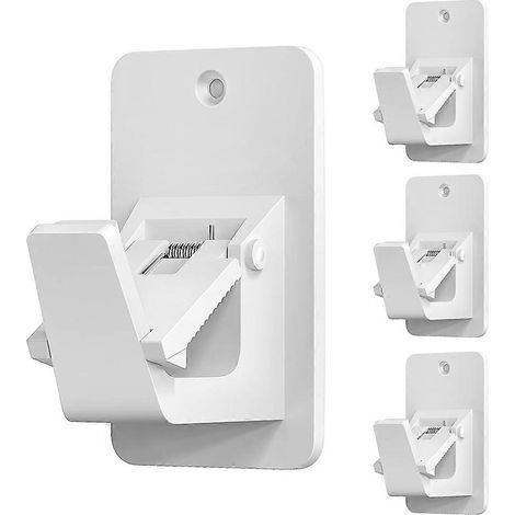 Set mit 4 selbstklebenden Gardinenstangenhalterungen, kein Bohren erforderlich, für Bad, Schlafzimmer und Küche. Universelle Gardinenstangenhaken, beschädigen keine Oberflächen. (1/5)