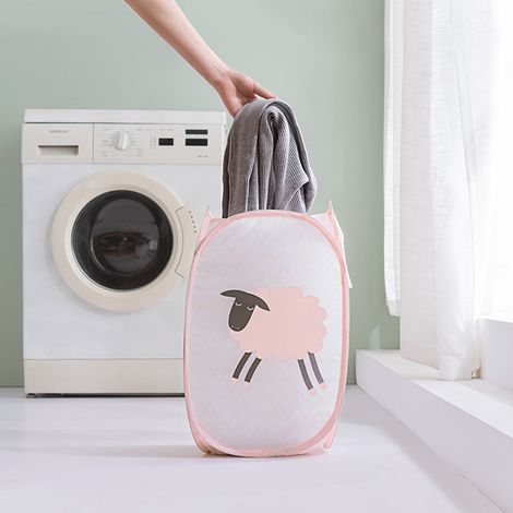 Faltbarer Wäschekorb mit großem Fassungsvermögen, Tiermotiv und separatem Fach (1/3)