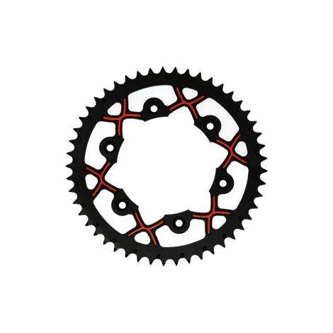 Couronne Alu Ktm X Wing Ergal-Anti Boue Noire/Orange - 520 - 49 Dents - Similaire JTA897 (1/2)