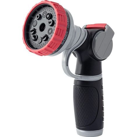 Lance d'arrosage en métal robuste – 10 modes de jet, étanche et avec commande au pouce – Lance haute pression pour l'arrosage des plantes, le lavage de la voiture et des animaux.