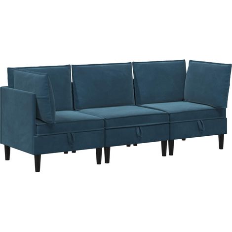 Ensemble de meubles pour le salon 3 pcs Bleu Velours vidaXL (1/5)