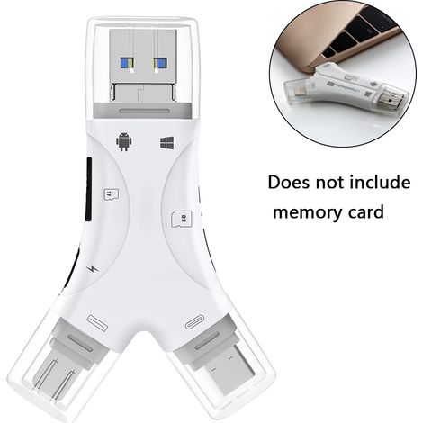 SD-Kartenleser für iPhone / iPad / Android / Mac / Computer / Kamera, 4-in-1 Micro-SD-Kartenleser mit Sucher für Wildtierkameras, tragbarer Speicherkartenleser und SD-Kartenadapter, kompatibel mit SD- (1/5)