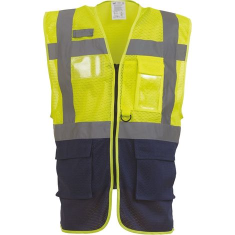 Gilet da lavoro alta visibilità Yoko Top Cool "Management" Giallo / Marina S