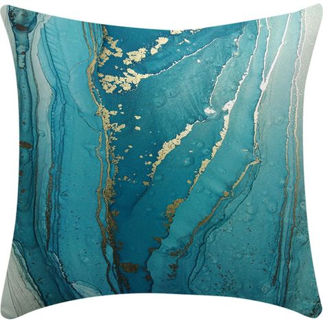 Housse de Coussin - Polyester - 45 x 45 cm - Fermeture Éclair Cachée - Imprimé Abstrait Turquoise - 1 Pièce (1/5)