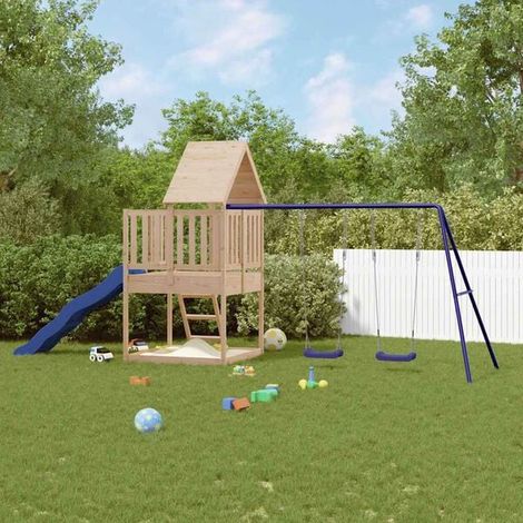 Aire de jeux extérieure : Aire de jeux d'extérieur bois de pin imprégné jeu extérieur enfant, aire de jeu jardin, balançoire enfant , pour jardin, usage domestique , enfant 3-8 ans (1/5)