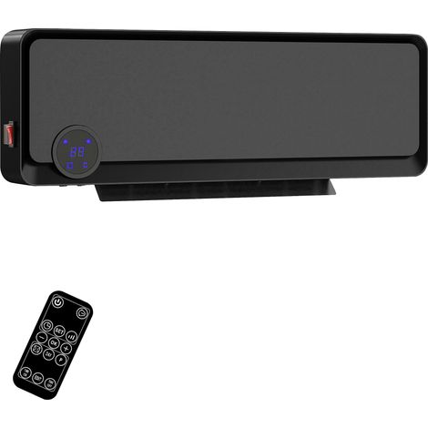 HOMCOM 1000W/2000W Wall Downflow Heater 10-49°C Temperature w/ Timer Remote Black (1/5)