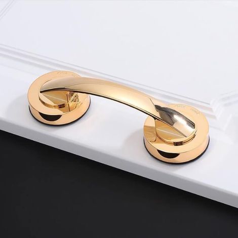 Tiradores grandes para puertas y ventanas de cristal, puertas correderas de baño, armarios, tiradores sin agujeros, tiradores de frigorífico, barras de apoyo para ducha (dorado) (1/5)