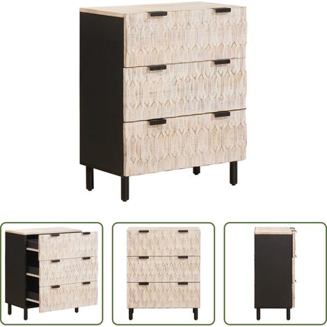 vidaXL Schubladen -  Sideboard Weiße gewaschene Oberfläche 60 x 33 x 75 cm (1/5)
