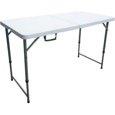 Table de réception pliante - 4 personnes - 122 cm - Structure en acier et Plateau en Polyéthylene PEHD - Blanc (1/3)