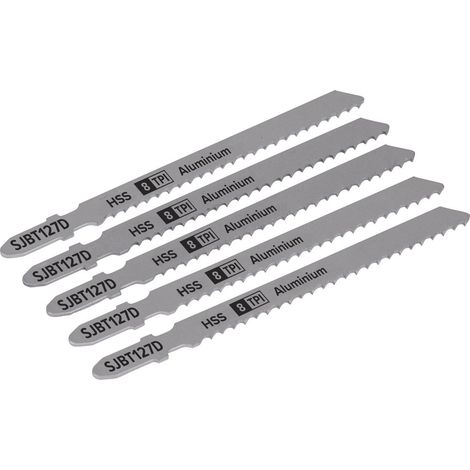 Sealey SJBT127D Jigsaw Blade for Aluminium 100mm 8tpi - Pack of 5