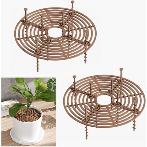 Coperture a rete per vasi da fiori (set da 2 pezzi) - Coperchi protettivi regolabili per piante - 19 cm - Marrone (1/5)