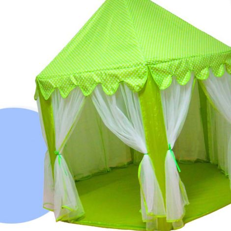 Tente d'intérieur élégante et anti-moustiques pour enfants, idéale pour dormir et jouer dans un château de princesse, verte, pour 2 personnes. (1/3)