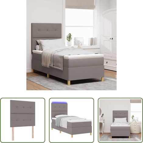 Lits LED - Lit à ressort LED avec matelas Taupe 80 x 200 cm tissu (1/5)