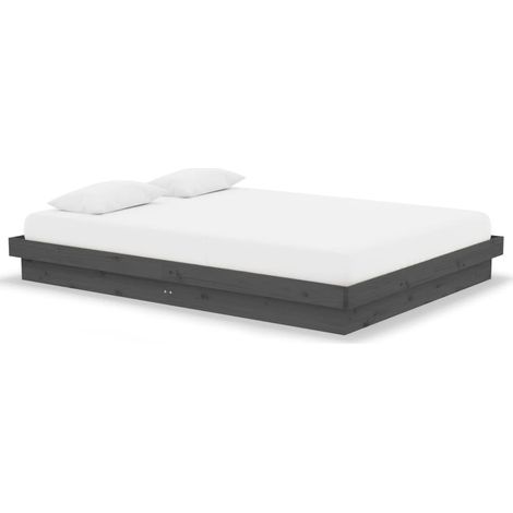 Maison Exclusive - Cadre de lit sans matelas gris bois massif 140x190 cm (1/5)