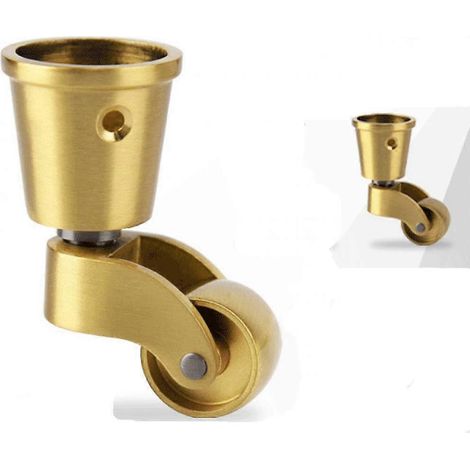 Lot de 2 roulettes universelles, roulettes à plaque de 2,5 cm, roulettes en laiton pour meubles, roues en caoutchouc silencieuses, adaptées aux pieds de piano, canapés et tables. (1/5)