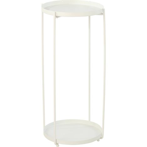 Table d'appoint ronde en fer blanc - blanc (1/3)