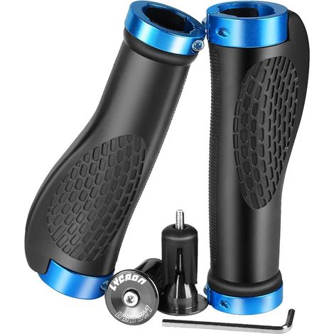 Fahrradgriffe MTB BMX Aluminium Endkappen Downhill Blau (1/5)