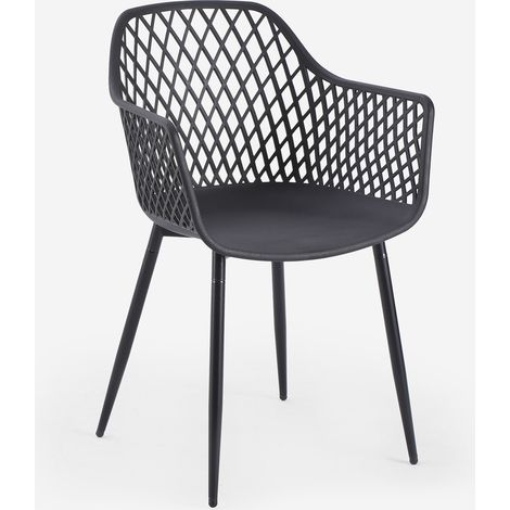 Sedia da cucina moderna di design in polipropilene con braccioli Vetra - Nero