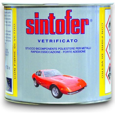 Stucco bicomponente per metallo vetrificato ambrato con fibre di vetro 750ml alta resistenza meccanica ideale rinforzi
