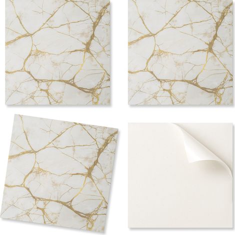 Juego de baldosas de vinilo autoadhesivas con estampado para dormitorio. Dise帽o de m谩rmol con vetas. 20x20x20 cm.