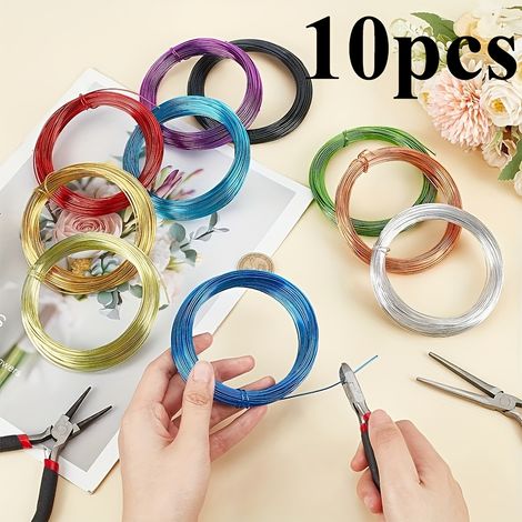 10 rouleaux de fils d'anode flexibles pour le procédé à l'oxygène, 19,68 pouces de long, 1 mm de diamètre, pour le bordage, le jardinage, la taille des arbres et le bonsaï, 10 couleurs (1/5)