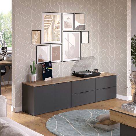 Meuble-paroi Wido, Anthracite, 3 pièces, Vicco