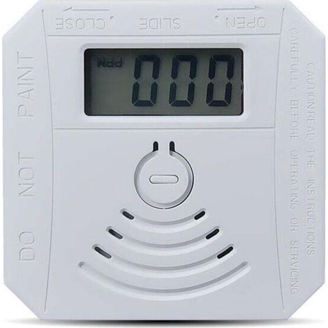 Détecteur de gaz Détecteur de fumée de monoxyde de carbone combiné Détecteur de fumée CO à piles avec écran d'affichage LED Flash Alarme sonore Motif d'avertissement sonore - blanche