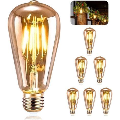 lampadine vintage E27, LED ST64 stile retrò Edison, filamento bianco caldo da 4W per ristoranti, bar e caffetterie. (1/4)