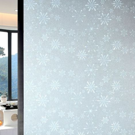 Fensteraufkleber – Transparente Klebefolie mit Milchglaseffekt und Schneeflockenmuster – Für Büro- oder Innenfenster – 1 Stück (1/5)