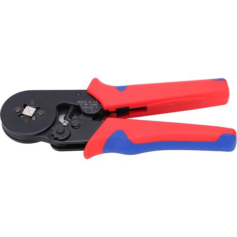 Pince à sertir les cosses 0,08-10mm² HSC8 64A, outil de compression pour fils carrés, sertisseuse de câbles (poignées rouge et bleu) (1/5)