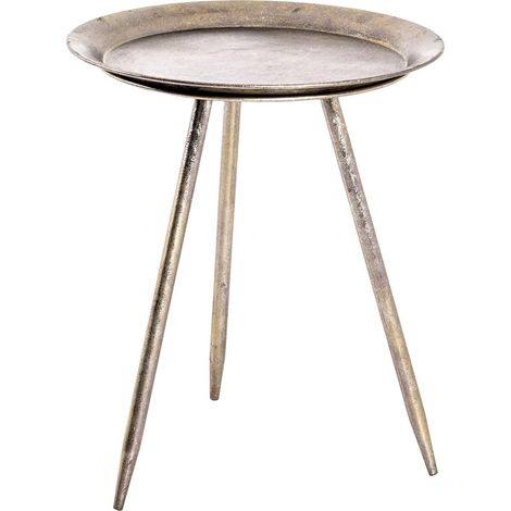 Table d'appoint Ronde en métal Bronze, Petite Table Basse Ronde - Dimensions : H 47 x Ø 38 cm Style : Moderne (1/5)