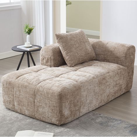 Sofá chaise longue cómodo con bolsillos laterales khaki OKMYHOME (1/5)