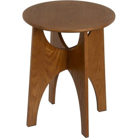Table d'appoint - JUANIO - Table ronde Ø40 x H50 cm - Noyer - MDF 15 mm plaqué frêne - Contemporain (1/4)