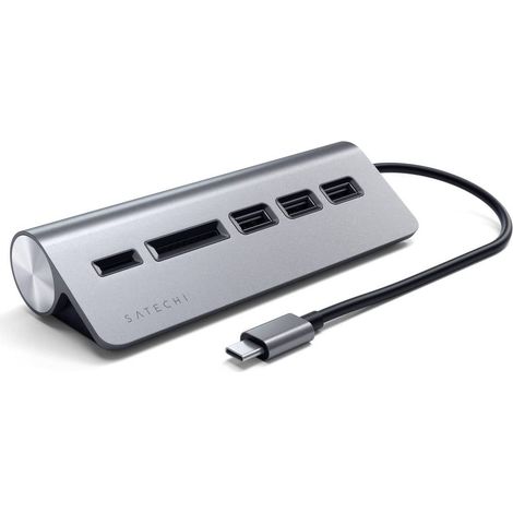[GEBRAUCHT] B-Ware Satechi Type C Aluminium Usb Hub & Card Reader Usb Adpater Space Grau