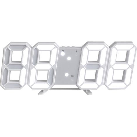 Horloge Murale Digitale LED 3D   12/24 Heure Temperature Date Affichage Temps Mémoire Fonction Snooze Veilleuse Luminosité Regolabile