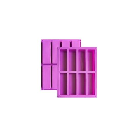 2 stampi per barrette di cereali con 8 cavità, stampo in silicone antiaderente per cioccolato, stampo in silicone per muffin, brownie, pane di mais, cheesecake, budino (viola) - Crezuo