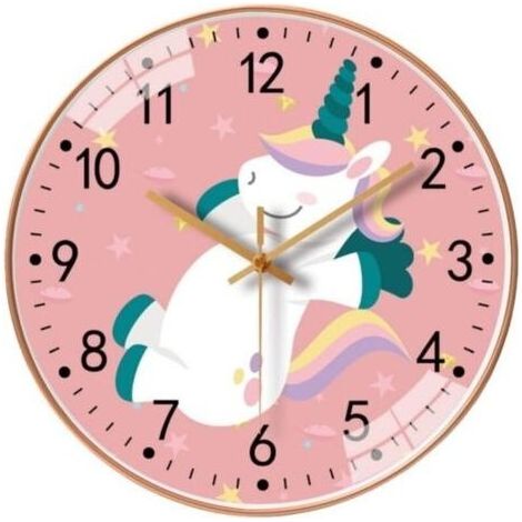 Horloge murale de salon - 20 cm - Cadran numérique à motif licorne –Mouvement à quartz silencieux (1/5)